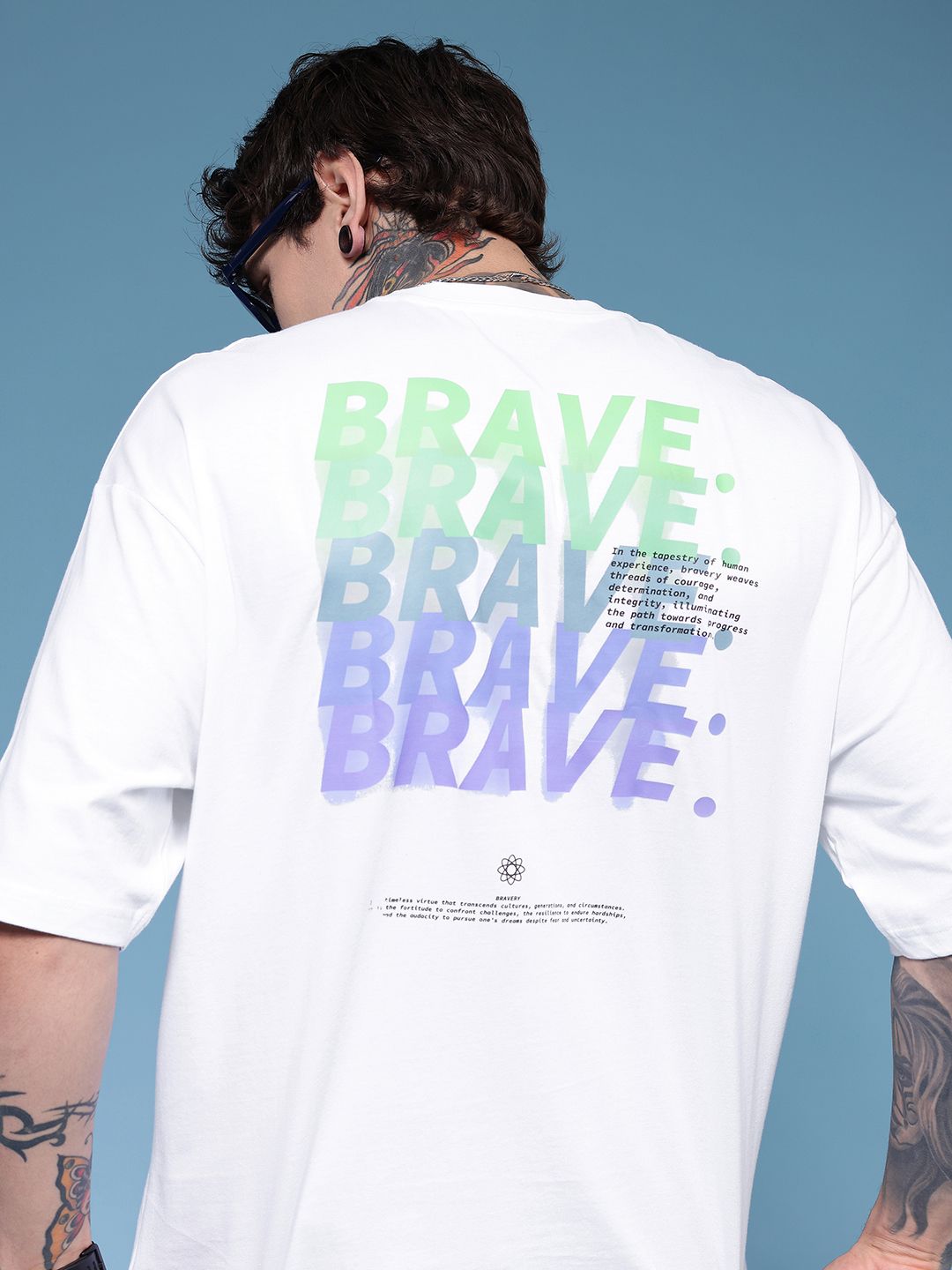 HERE&NOW Pure Cotton Typography Printed Oversized T-shirt