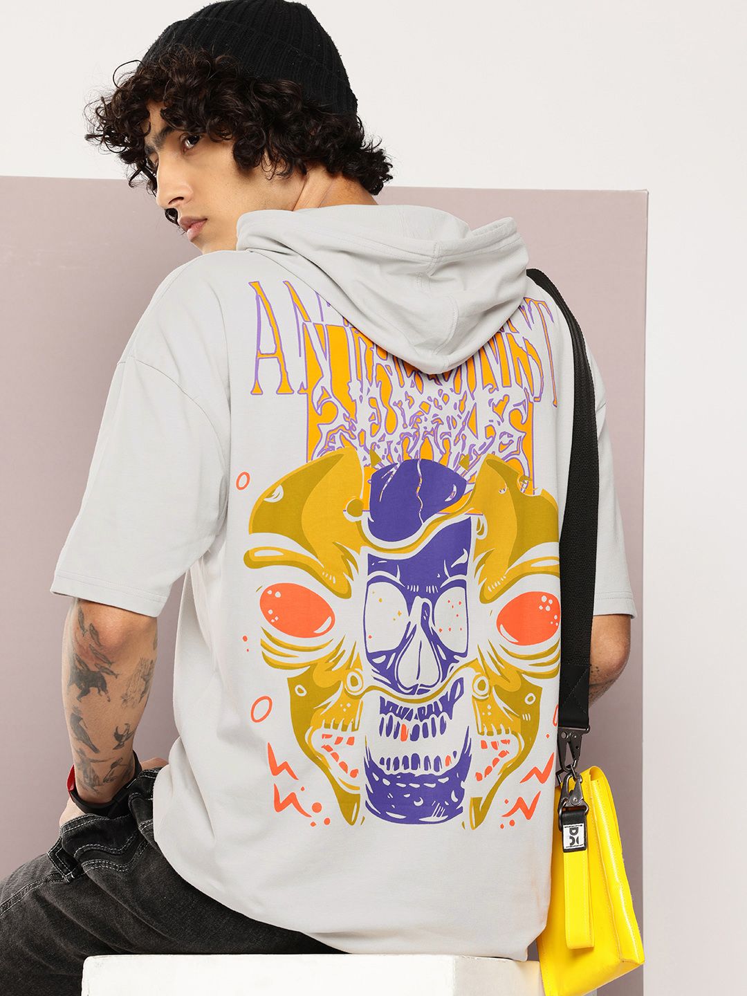 Kook N Keech Graphic Printed Hooded Drop-Shoulder Sleeves T-shirt