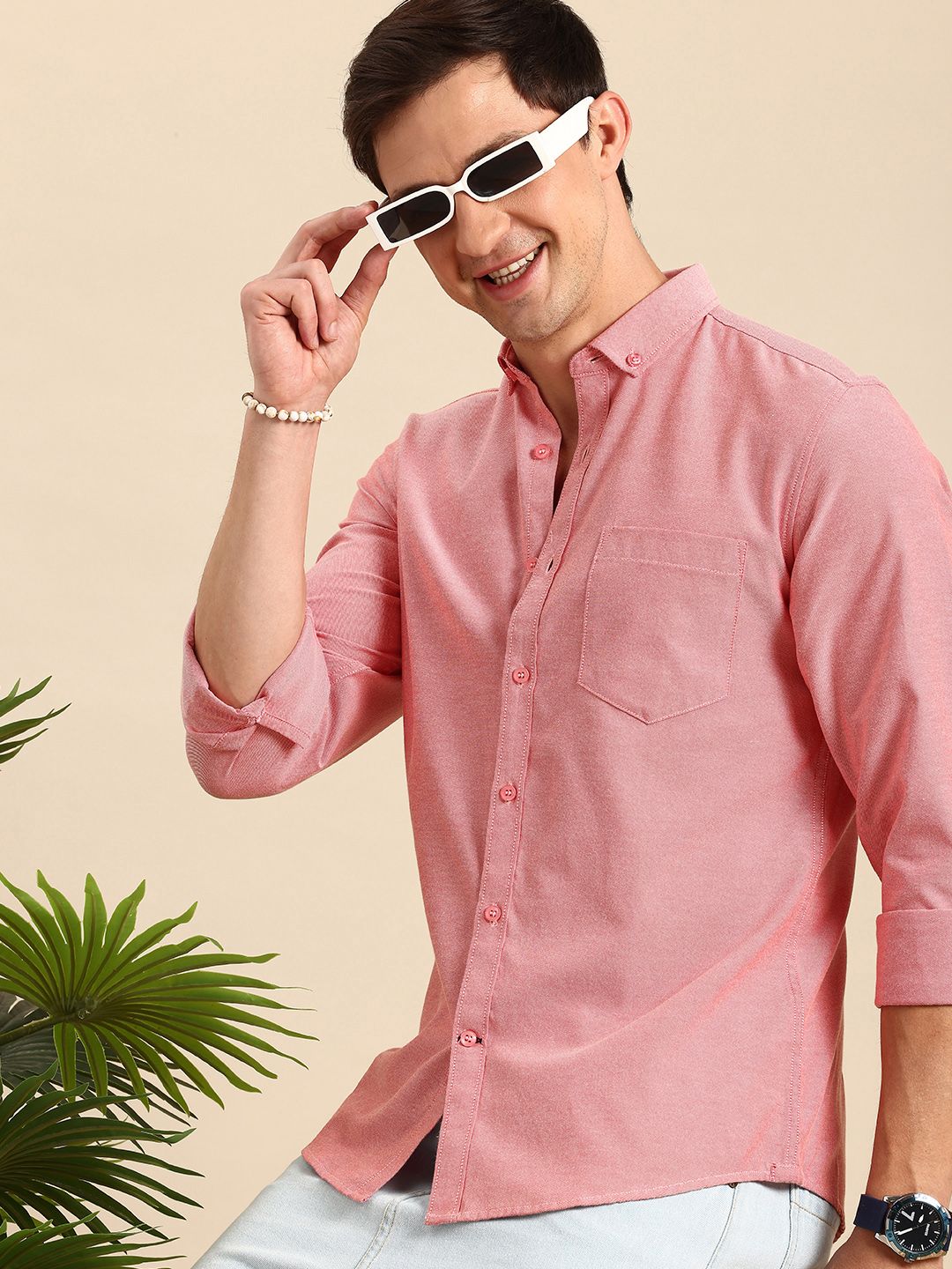 Mast & Harbour Mast & Harbour Button-Down Collar Opaque Casual Shirt