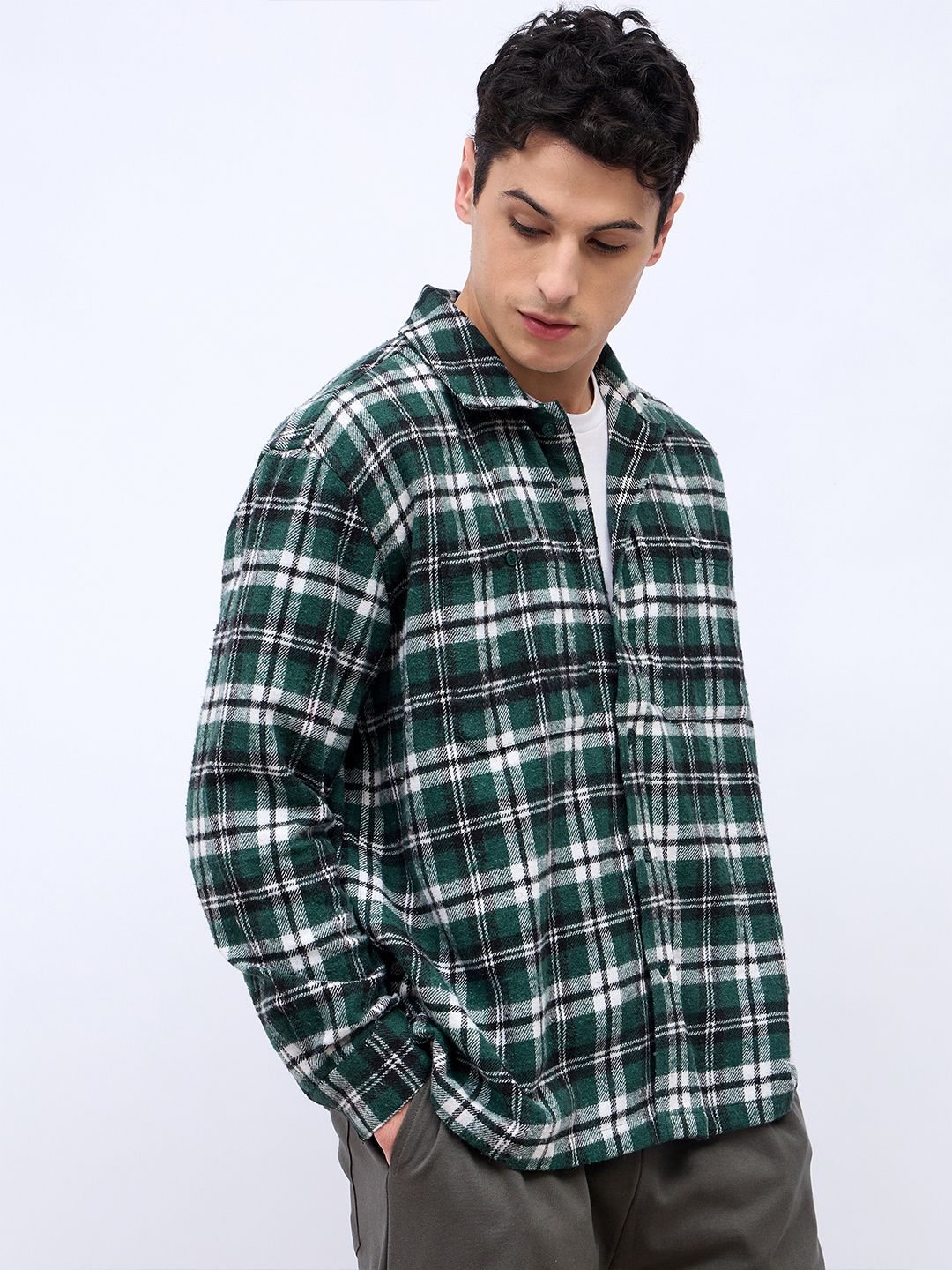 Buy Styli Men Classic Lumberjack Flannel Checkered Oversized Shirt