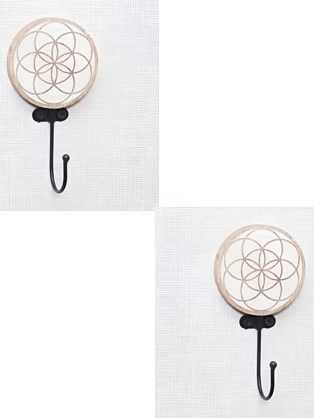 IndianShelf 2 Pcs Wood Abstract Coat Hooks Door Hangers for Clothes
