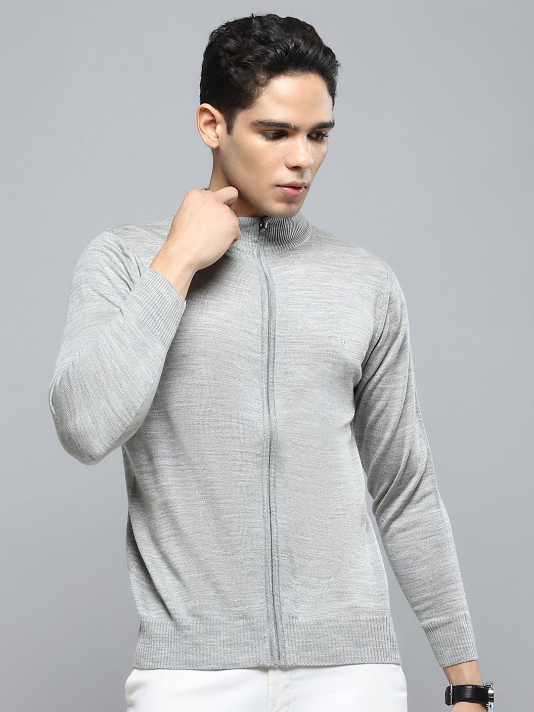 Cloak & Decker Men Mock Neck Woollen Pullover