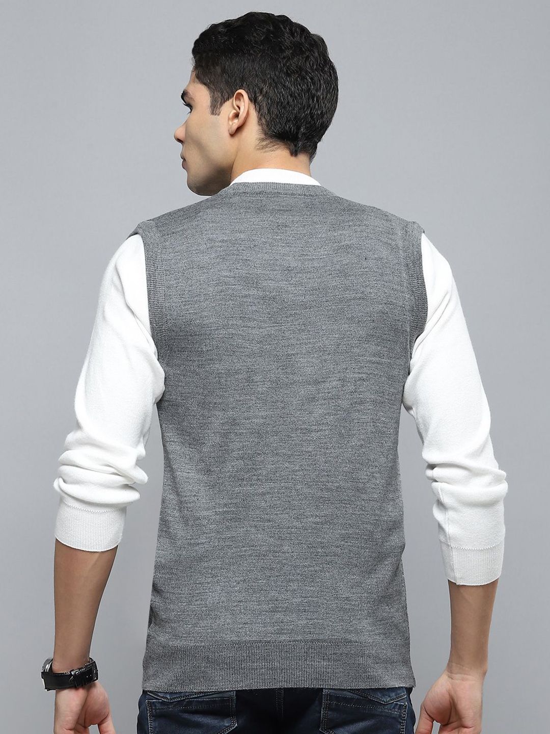 Buy Cloak & Decker Men V-Neck Woollen Sleeveless Sweater Vest
