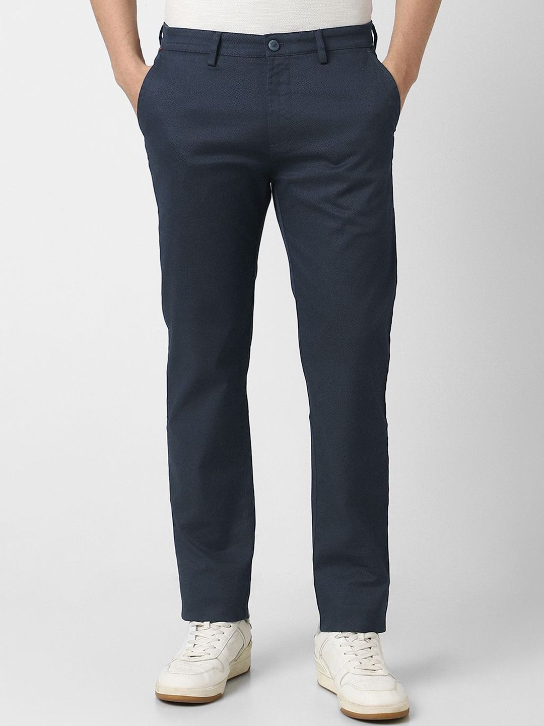 Peter England Casuals Peter England Casuals Men Printed Super Slim Fit Mid-Rise Trousers