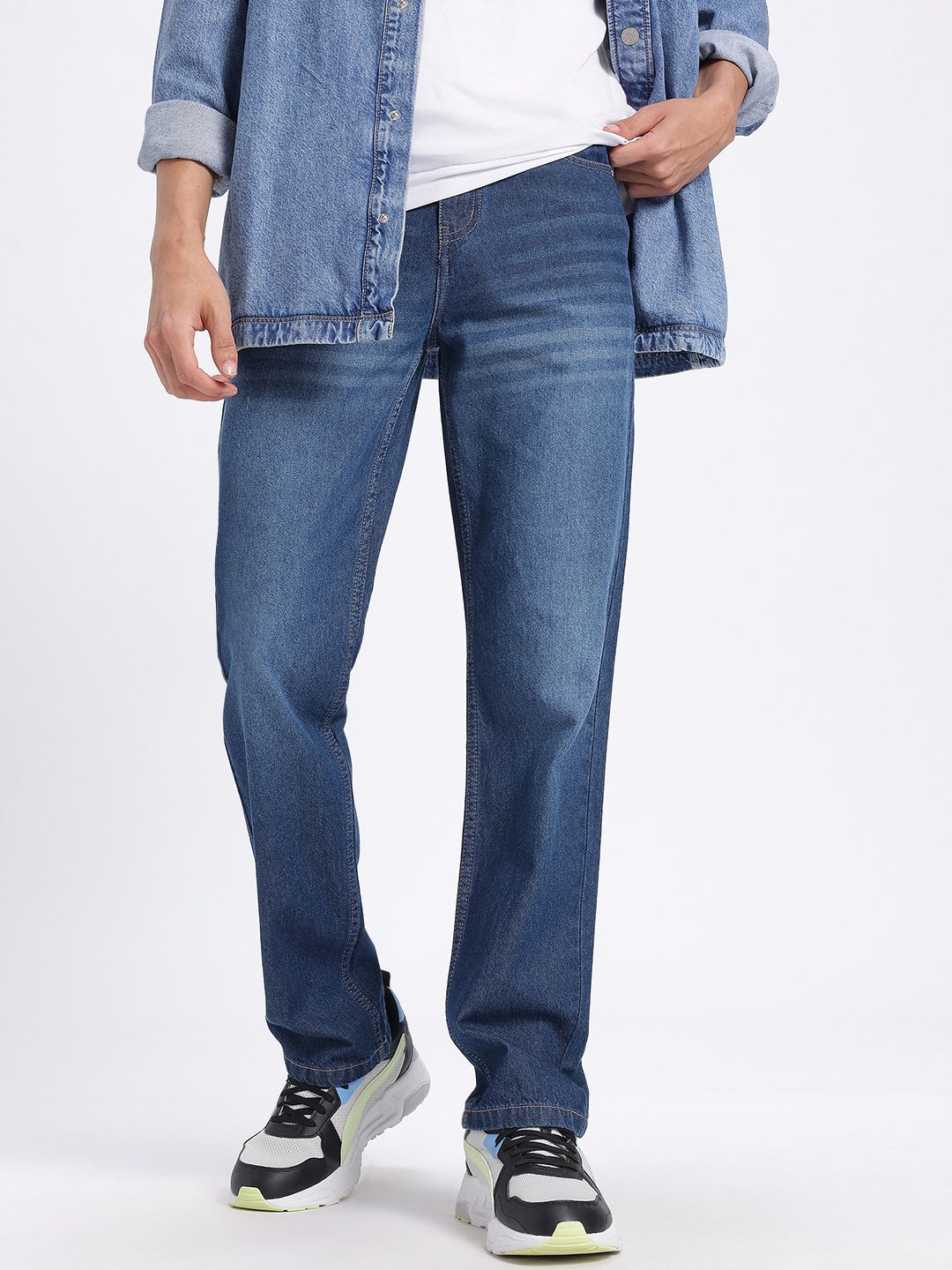 glitchez Men Faded Regular Fit Jeans