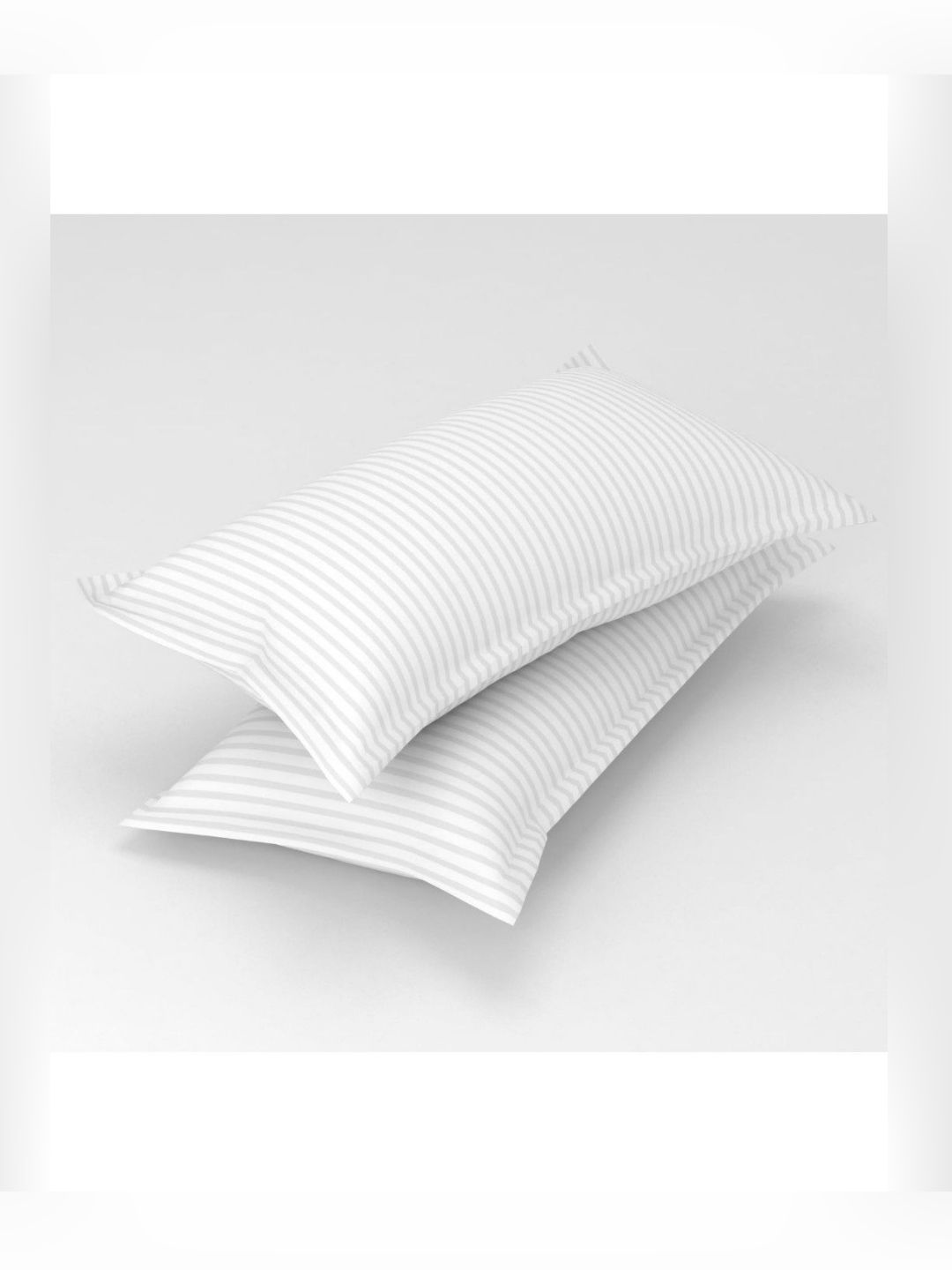 UrbanArts UrbanArts White 2 Pieces Striped Printed Rectangle Satin Pillow Covers