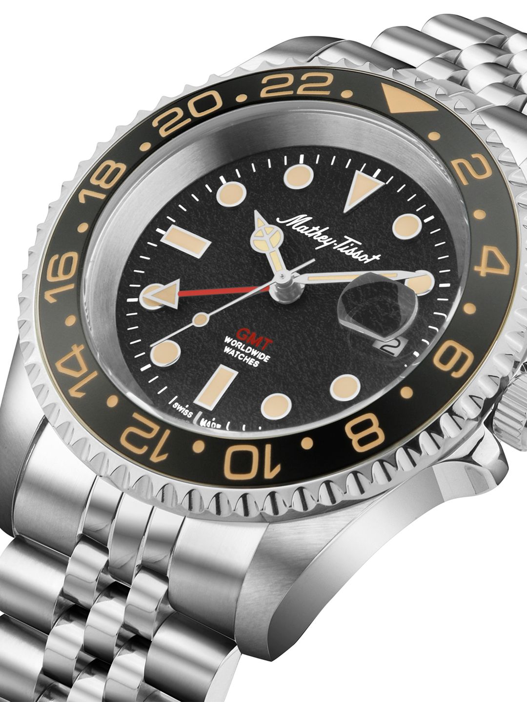 Buy Mathey-Tissot Swiss Made Vintage GMT Black Dial Analog Watch