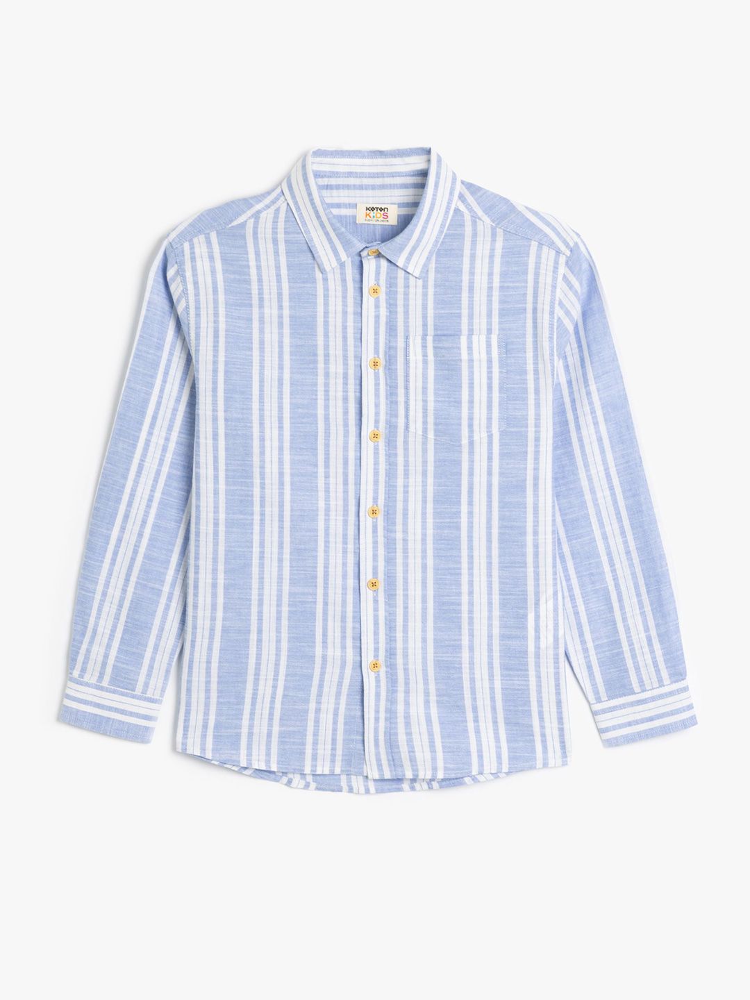 Koton Boys Spread Collar Vertical Striped Cotton Casual Shirt
