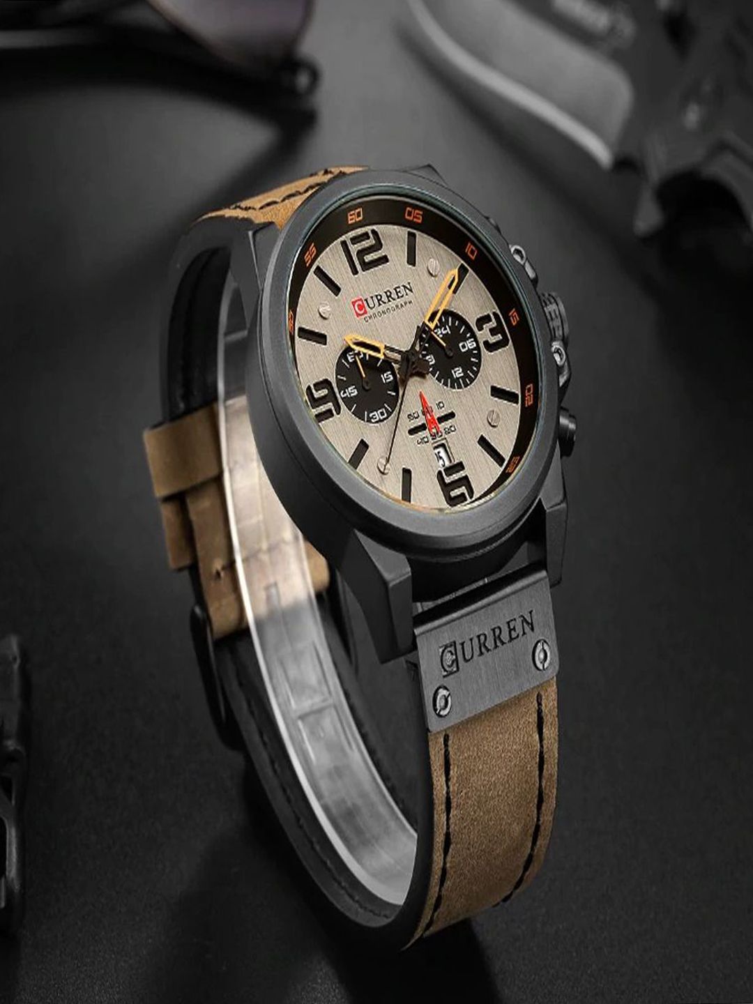 Buy Curren Men Patterned Leather Wrap Around Straps Analogue Watch