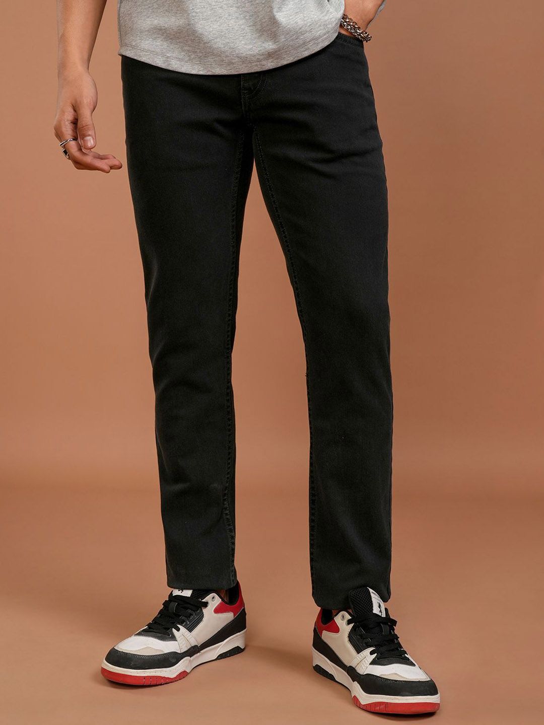 HIGHLANDER  Men Black Mid Rise Slim Leg Ankle Mid Stretch Jeans
