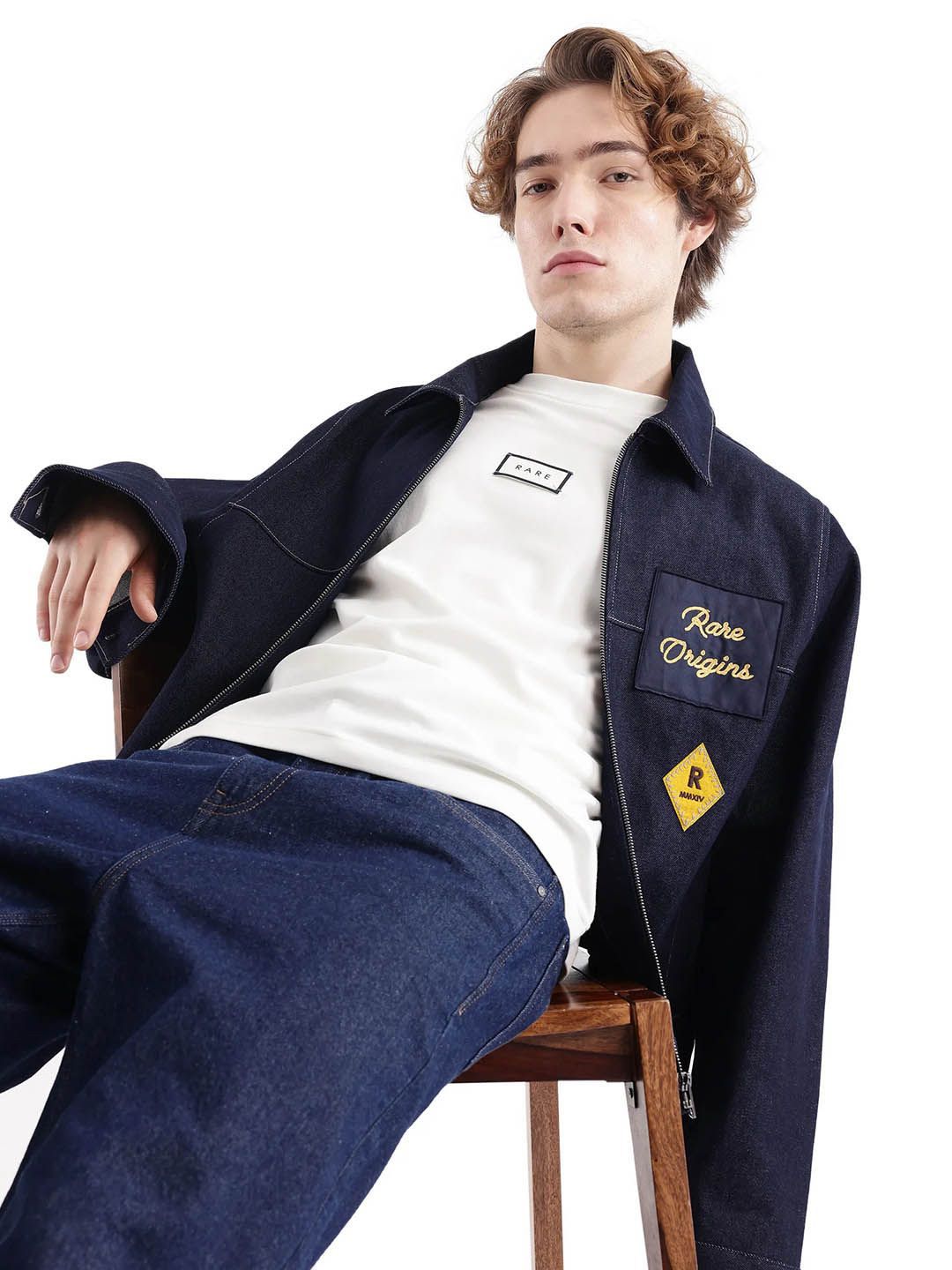 RARE RABBIT Men Spread Collar Typography Printed Casual Jacket