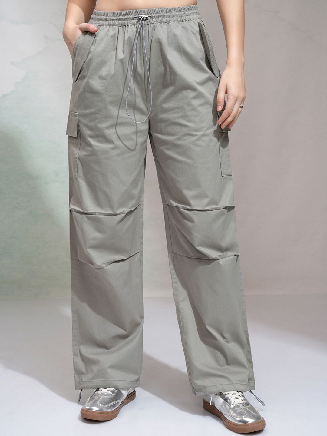 Street By Tokyo Talkies Street By Tokyo Talkies Women Mid Rise Straight Fit Cargo Trouser