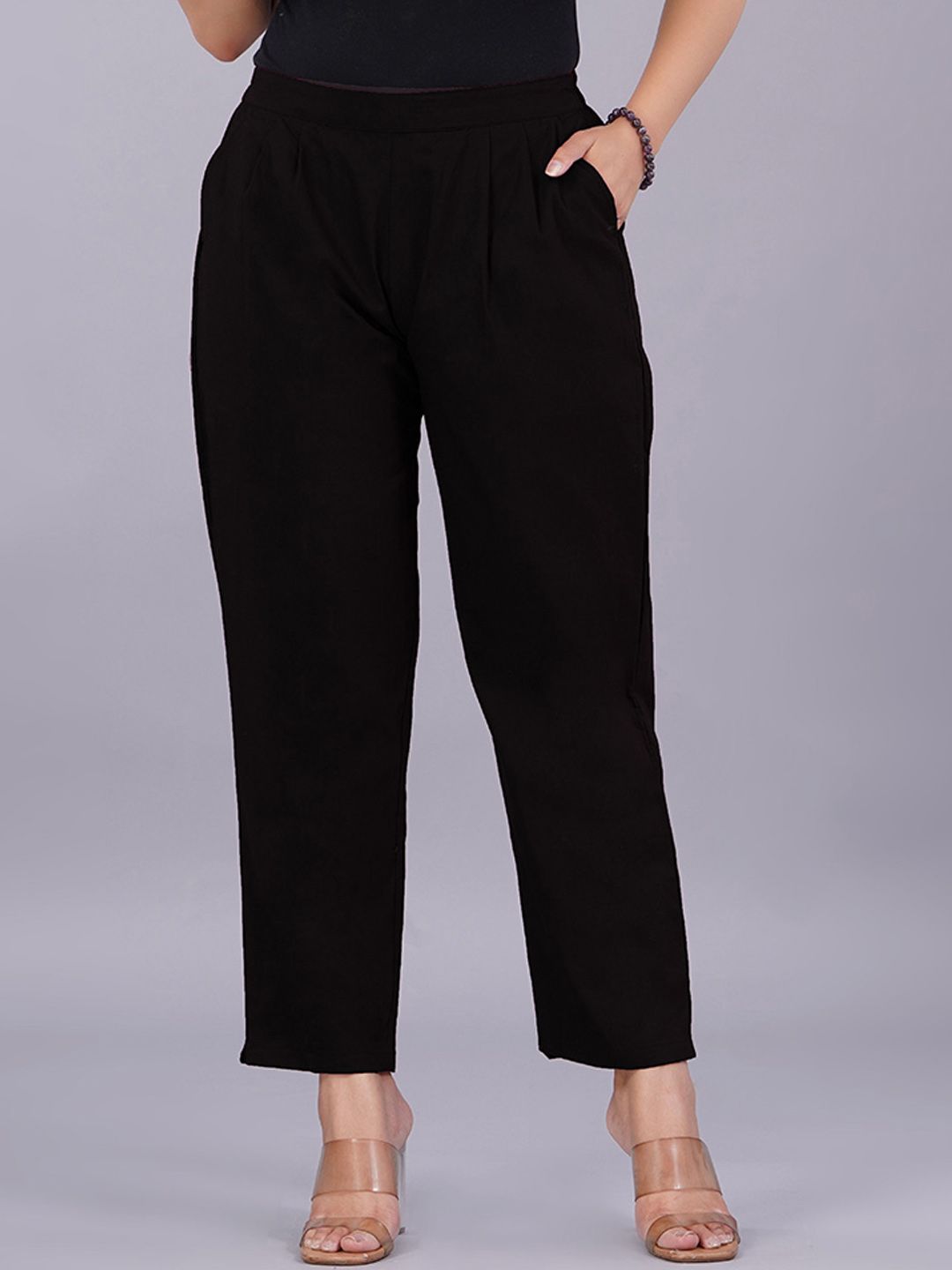 VENITYWAVE Women Regular Fit Mid-Rise Relaxed Trousers