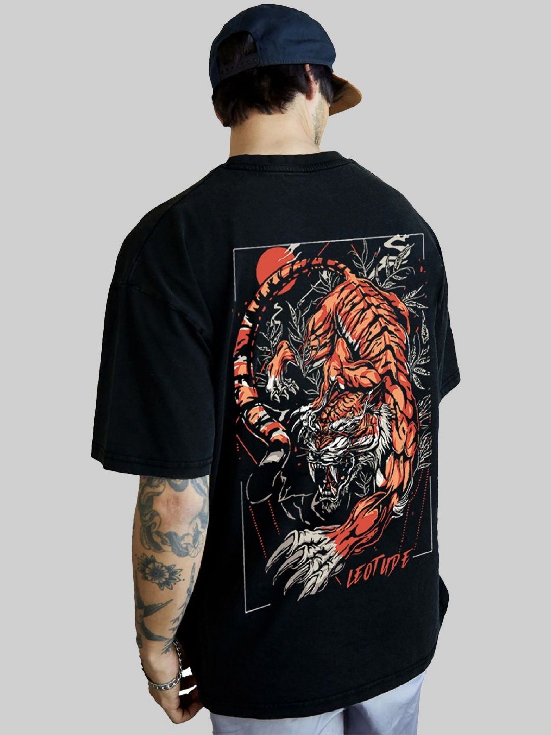 Leotude Men Graphic Printed Round Neck Cotton Relaxed Fit T-shirt