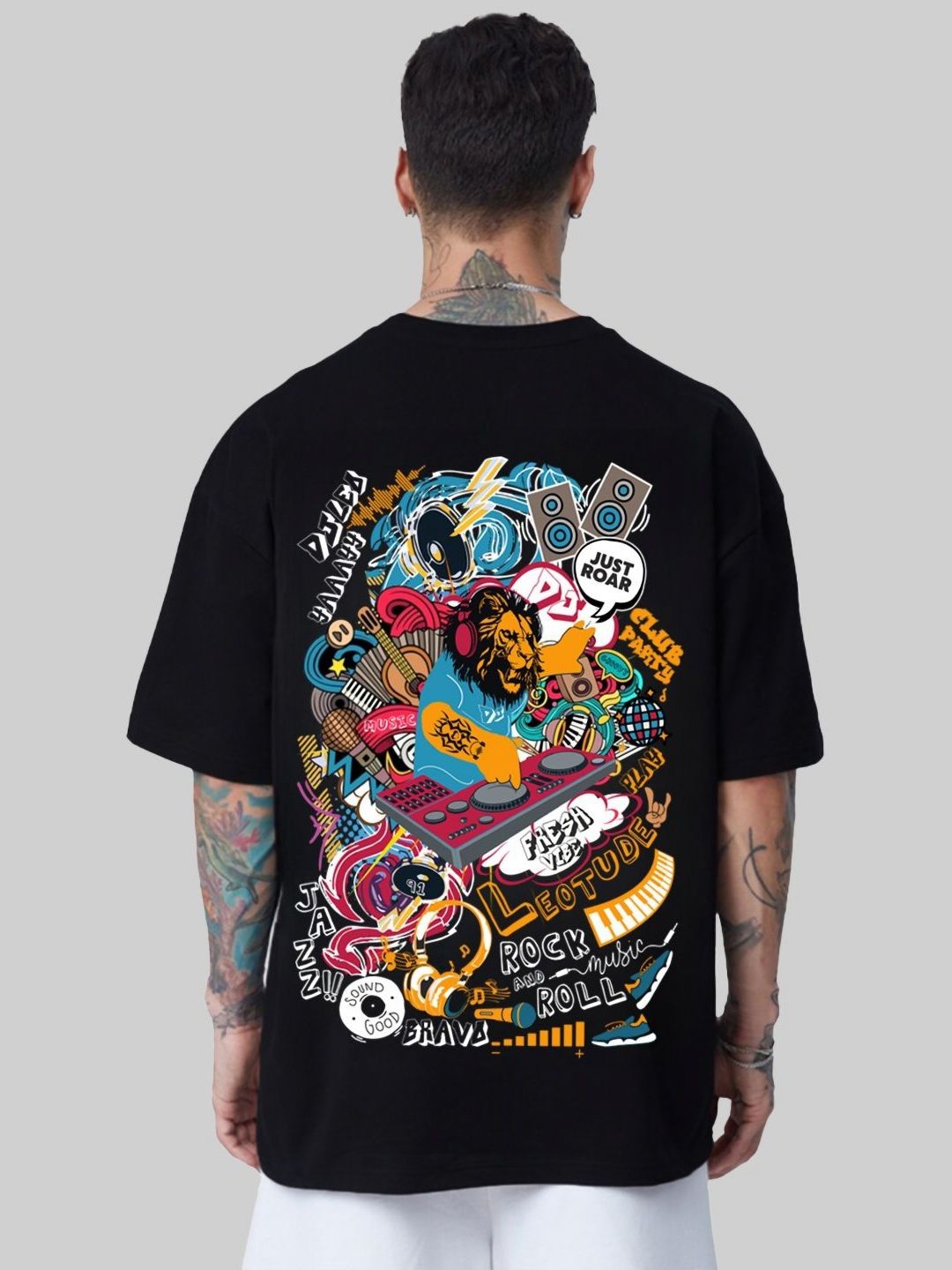 Leotude Men Graphic Printed Round Neck Cotton Relaxed Fit T-shirt