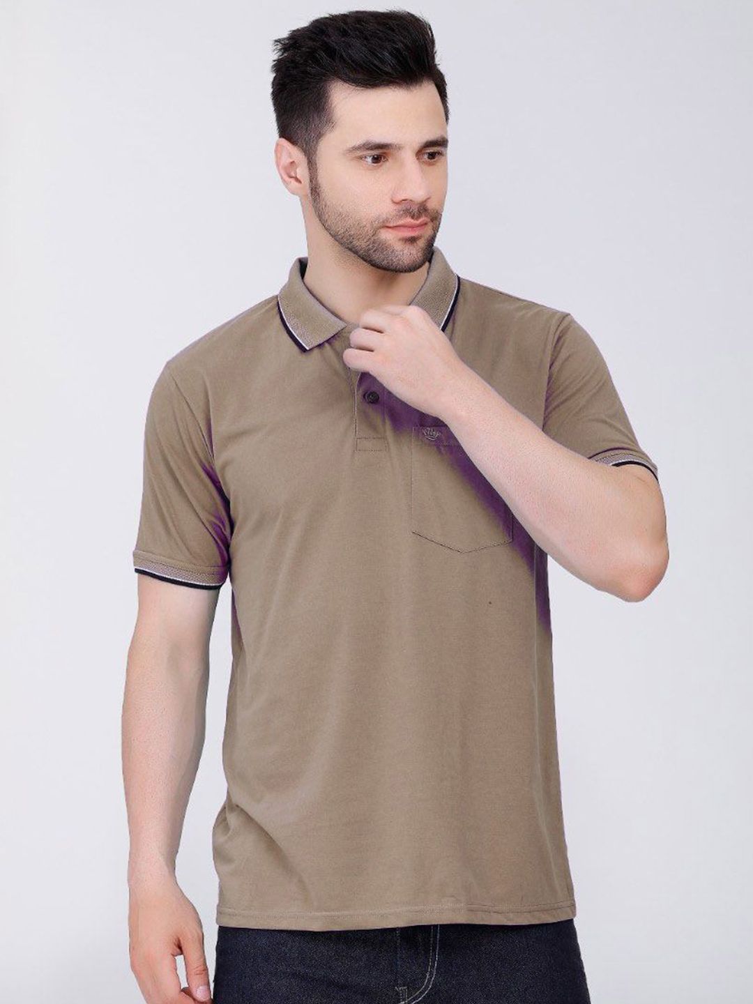 ARRAY Polo Collar Cotton T-shirt with Pocket