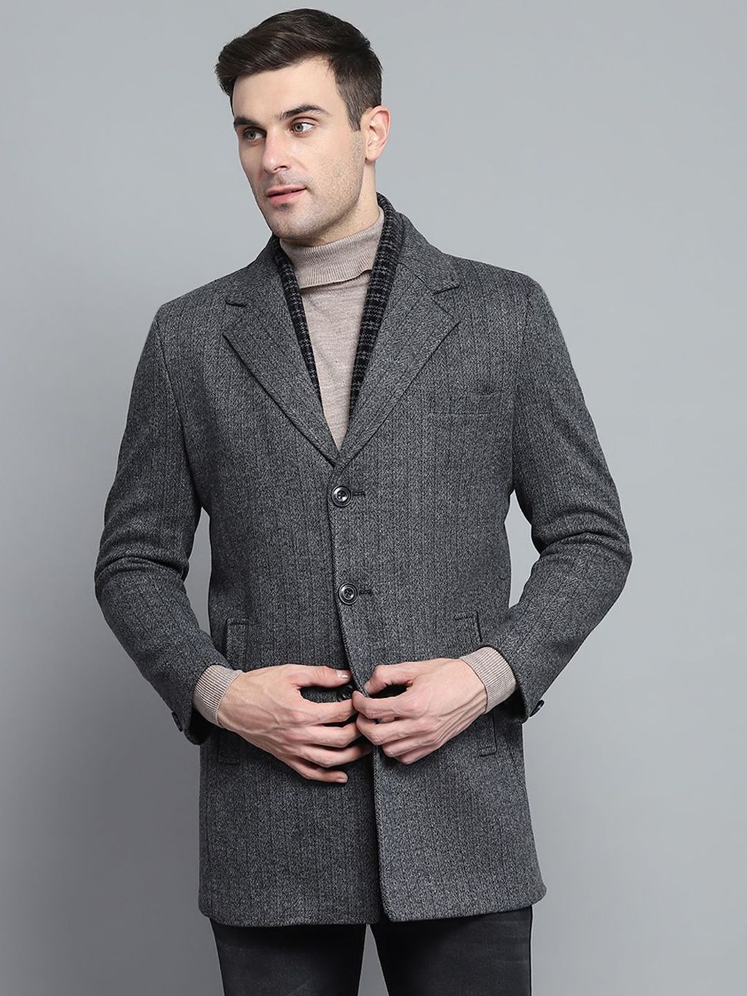 Buy Monte Carlo Men Notch Lapel Full Sleeves Coat - Coats for Men