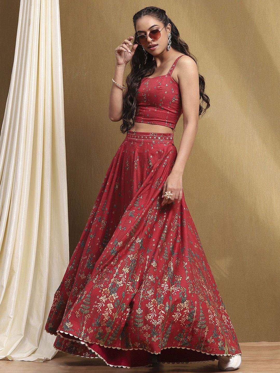 Biba Floral Printed Gotta Patti Republic Day Ready to Wear Lehenga & Blouse
