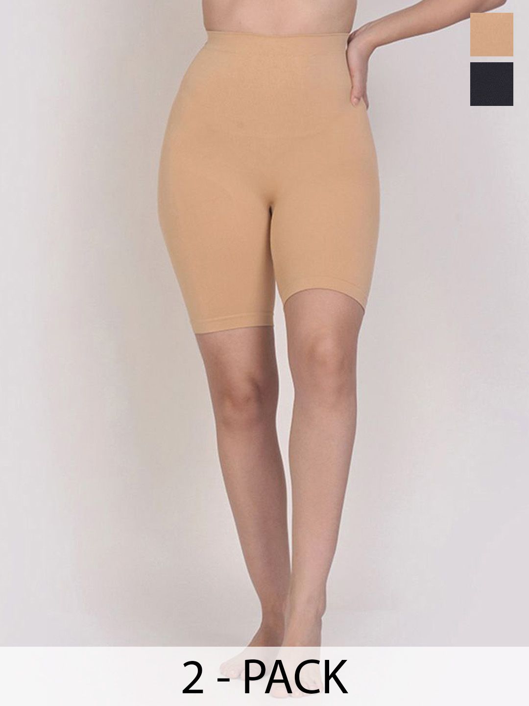 HOT BEES Pack Of 2 Assorted High-Waist Tummy & Thigh Control Tummy Tucker Shapewear