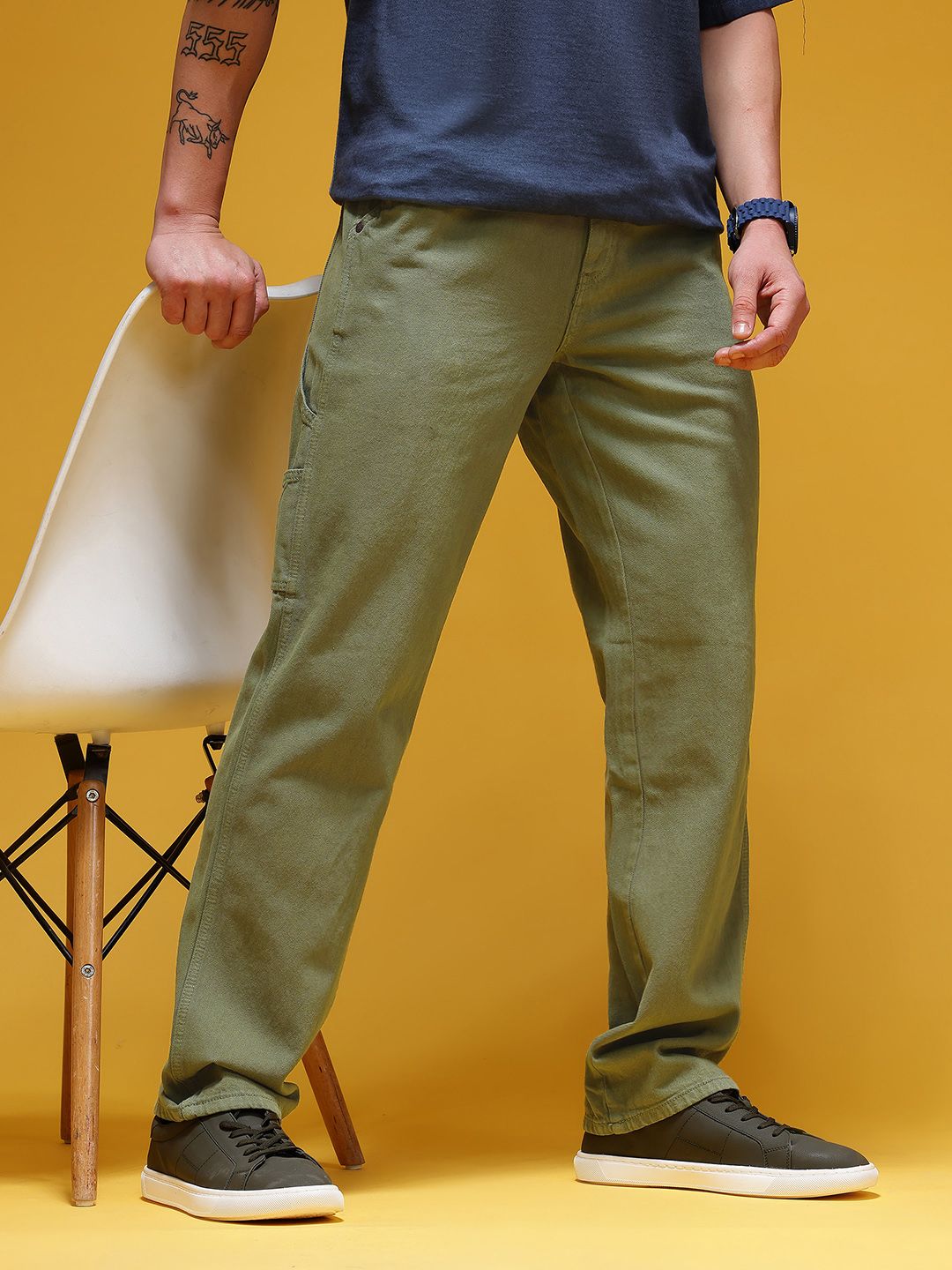 HERE&NOW Men Mid-Rise Pure Cotton Straight Fit Jeans
