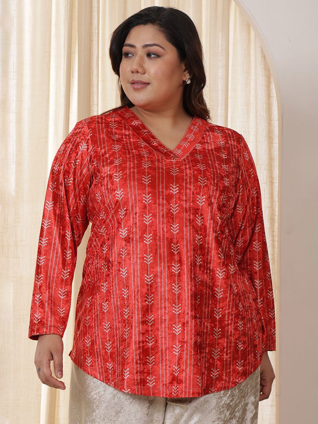 Amydus Women Plus Size Velvet Top