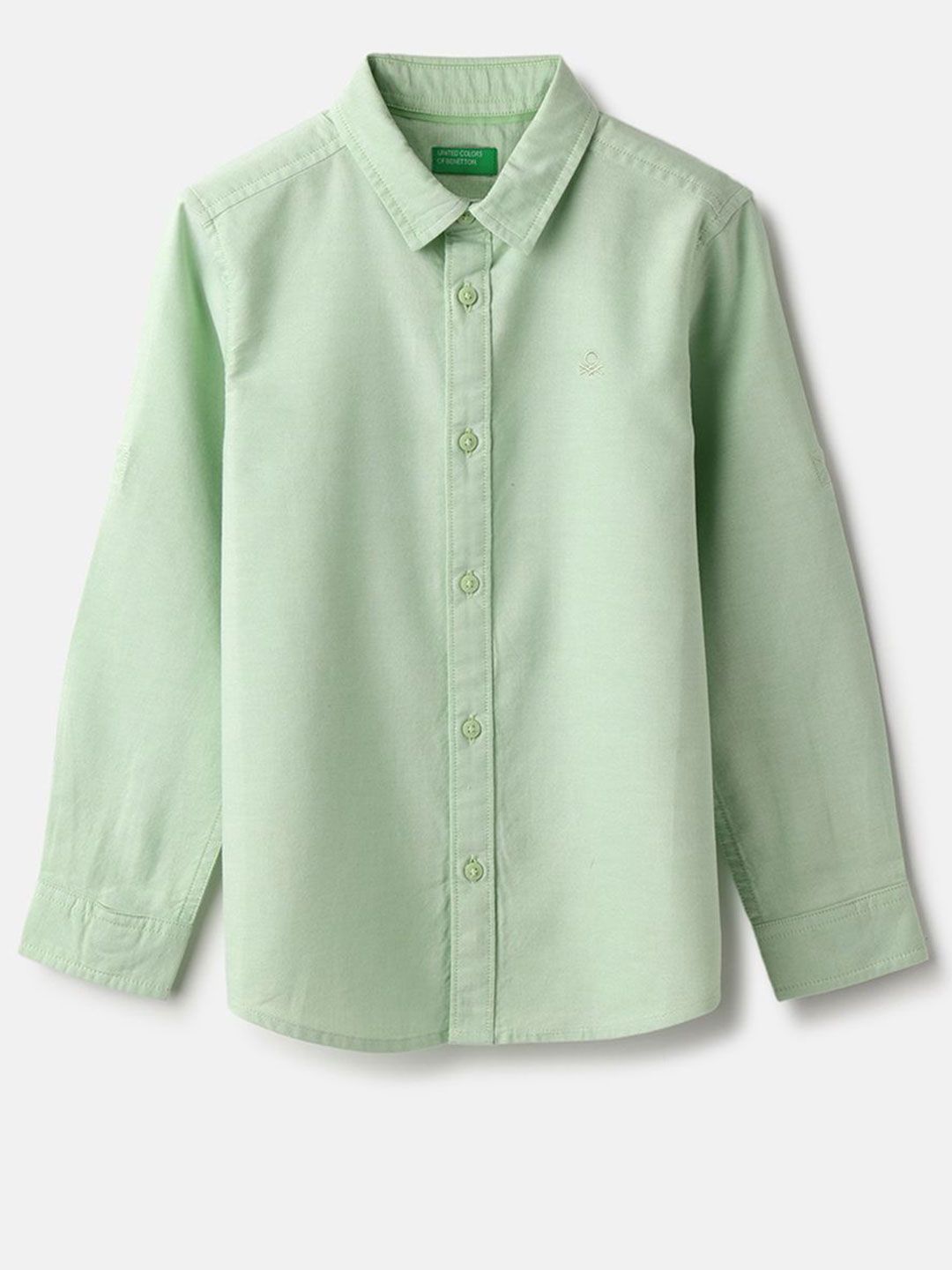 United Colors of Benetton Boys Spread Collar Solid Cotton Casual Shirt