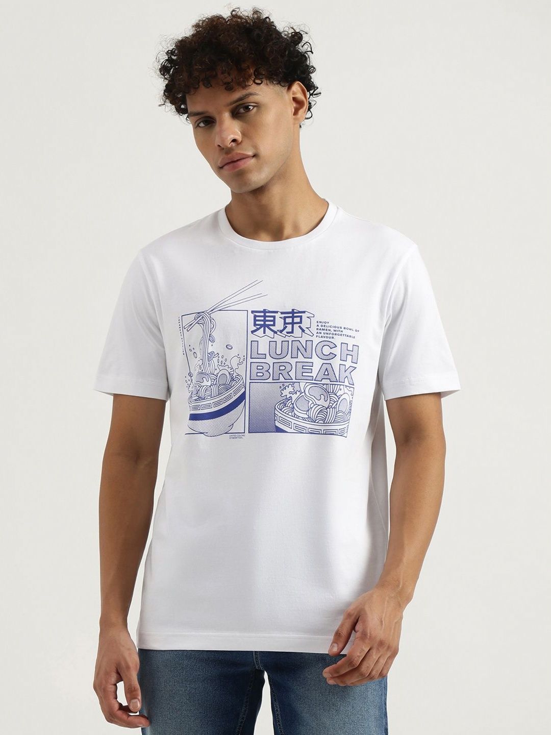 United Colors of Benetton Men Graphic Printed Round Neck Pure Cotton T-shirt
