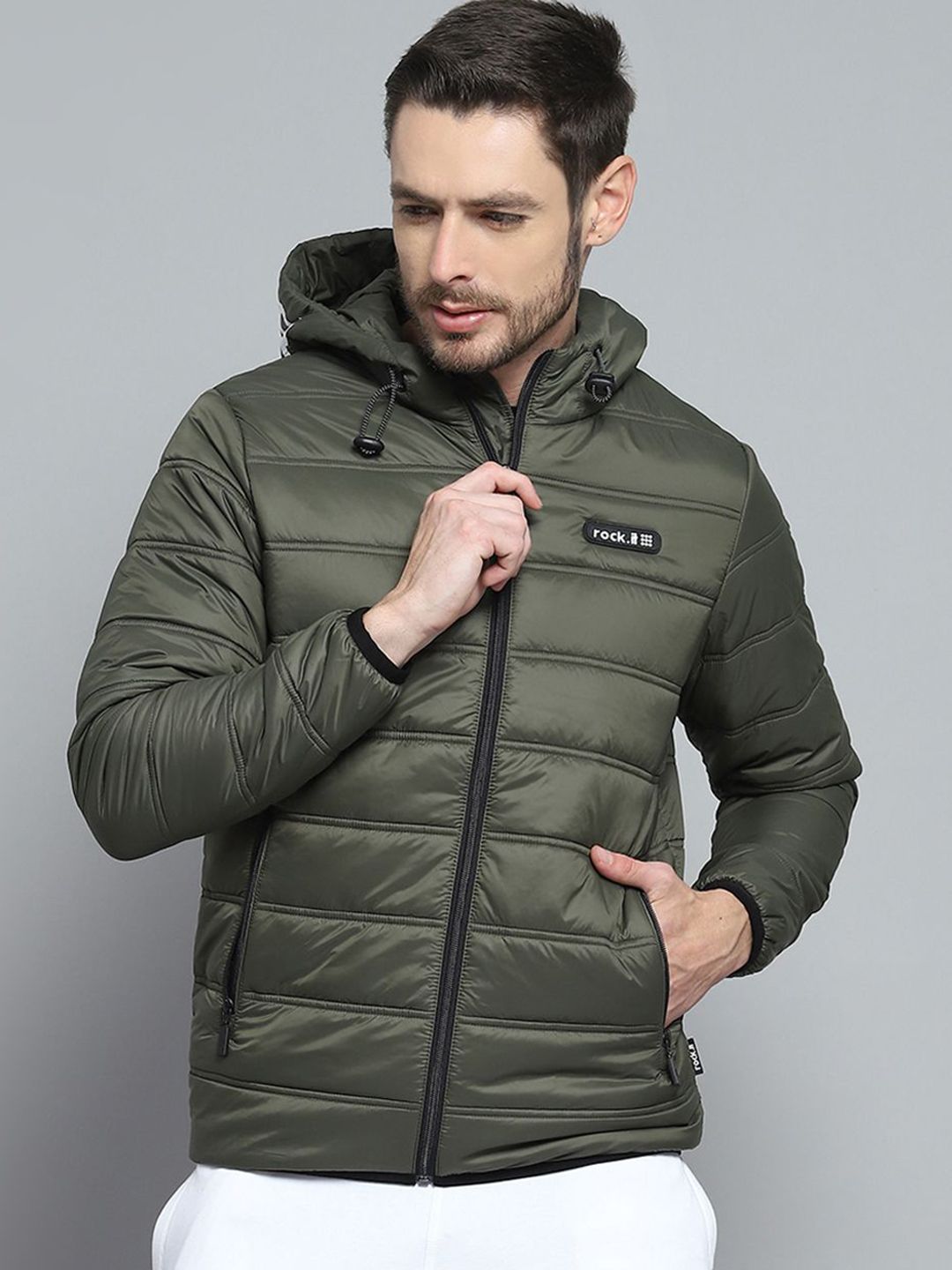 rock.it Men Hooded Solid Casual Puffer Lightweight Jacket