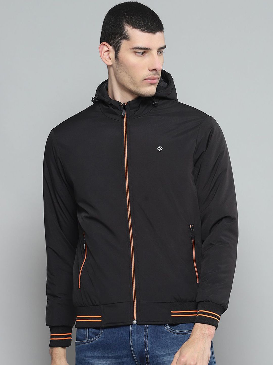 Cloak & Decker Men Hooded Solid Casual Bomber Lightweight Jacket