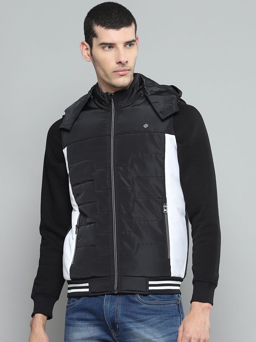 Cloak & Decker Men Hooded Colourblocked Casual Puffer Lightweight Jacket