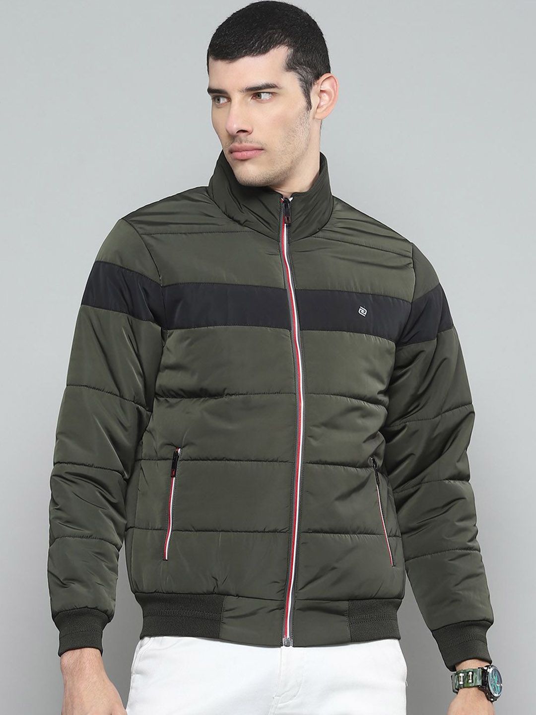 Cloak & Decker Men Mock Collar Solid Casual Puffer Lightweight Jacket