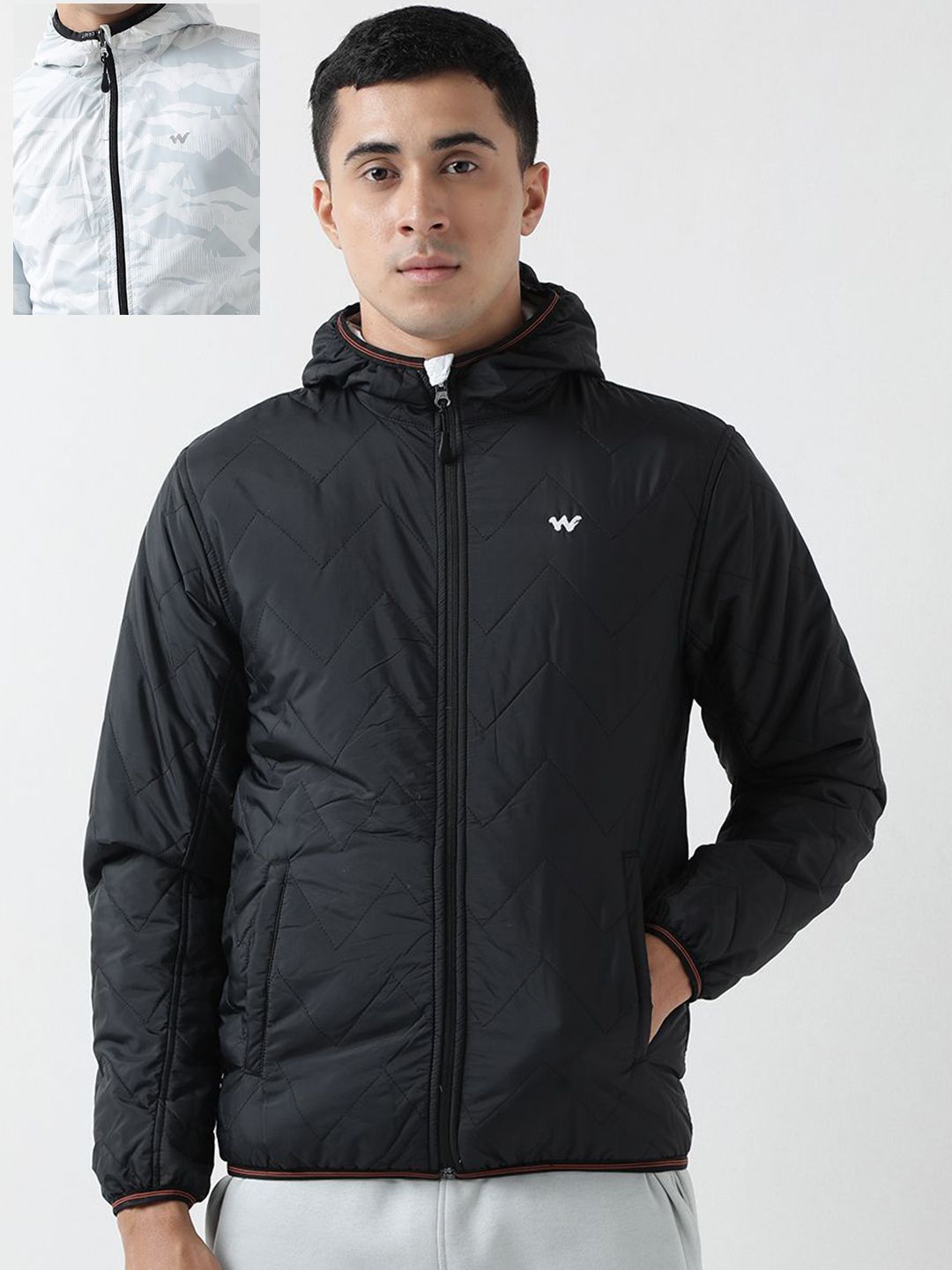 Wildcraft Men Hooded Solid Casual Quilted Reversible Jacket