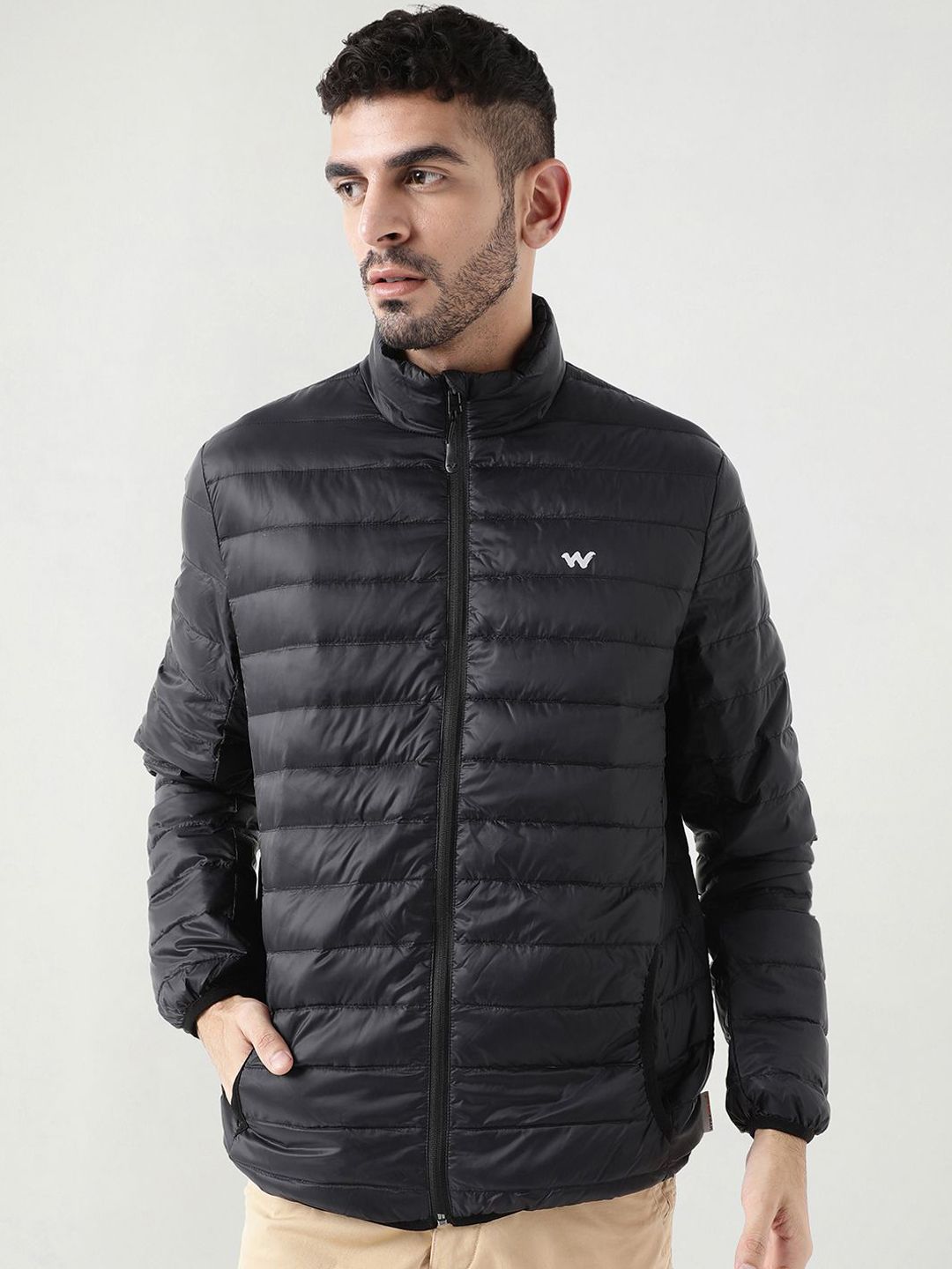 Wildcraft Men Mock Collar Solid Casual Puffer Lightweight Jacket