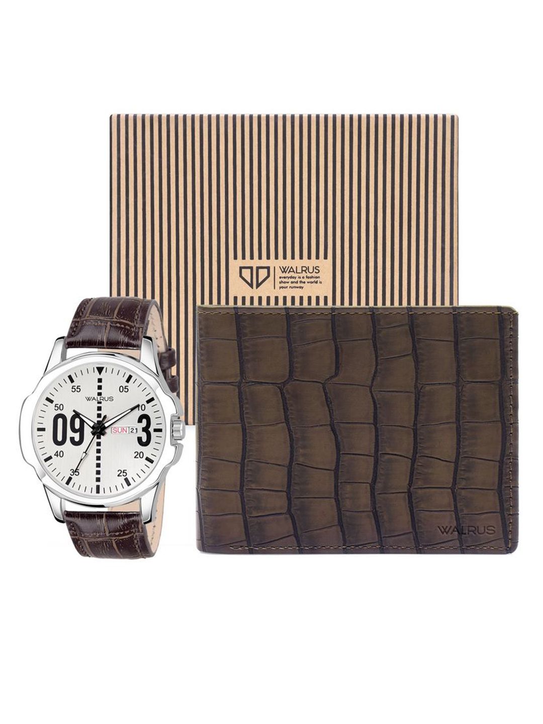 Walrus Men Accessory Gift Set of Analog Dial Watch And Vegan Wallet Comes with a box