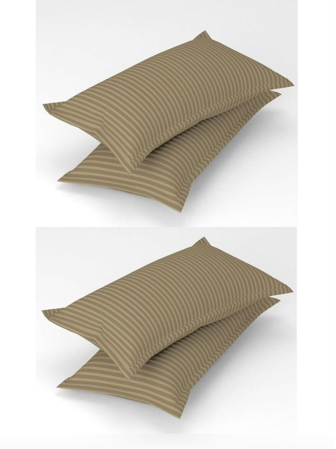 UrbanArts UrbanArts Beige 4 Pieces Striped Pure Cotton Rectangle Pillow Covers