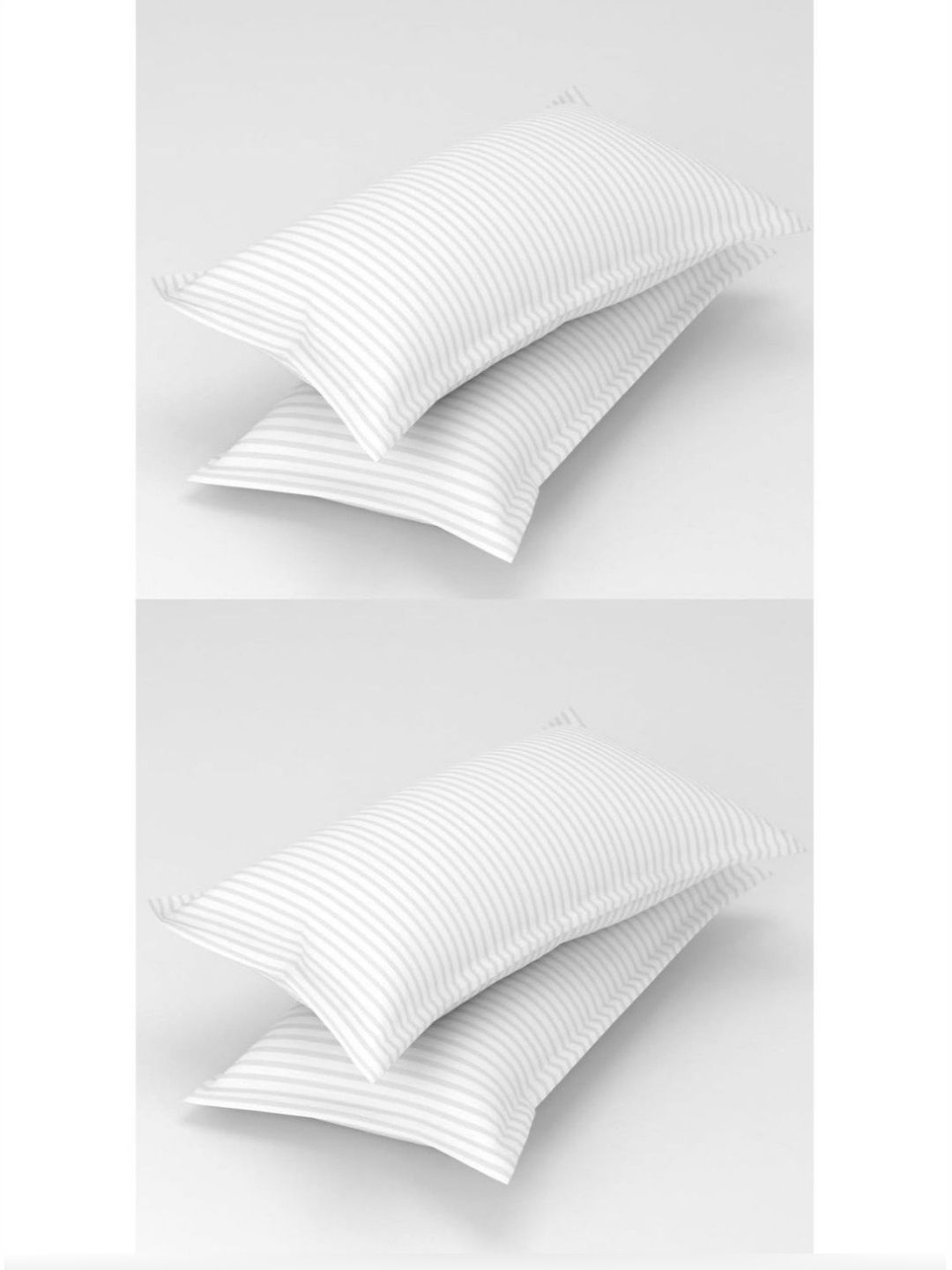 UrbanArts UrbanArts White 4 Pieces Striped Pure Cotton Rectangle Pillow Covers