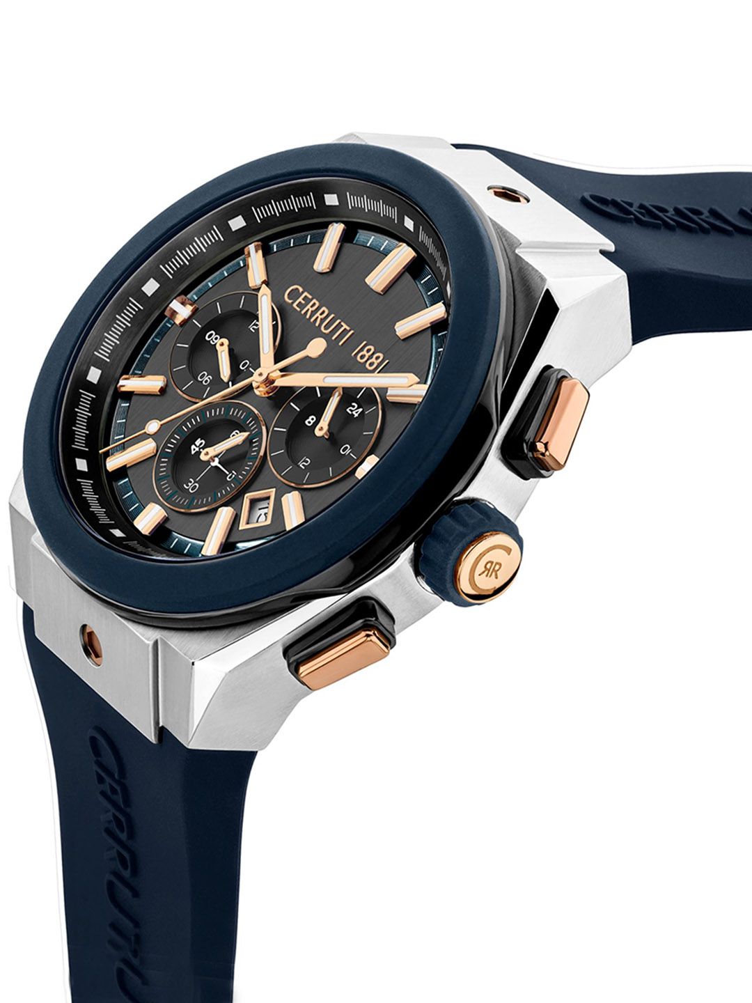 Cerruti CIWGO2206801 - Orologio Analogico Da Uomo, Quadrante Blu, Cinturino In Pelle, Movimento Al Quarzo