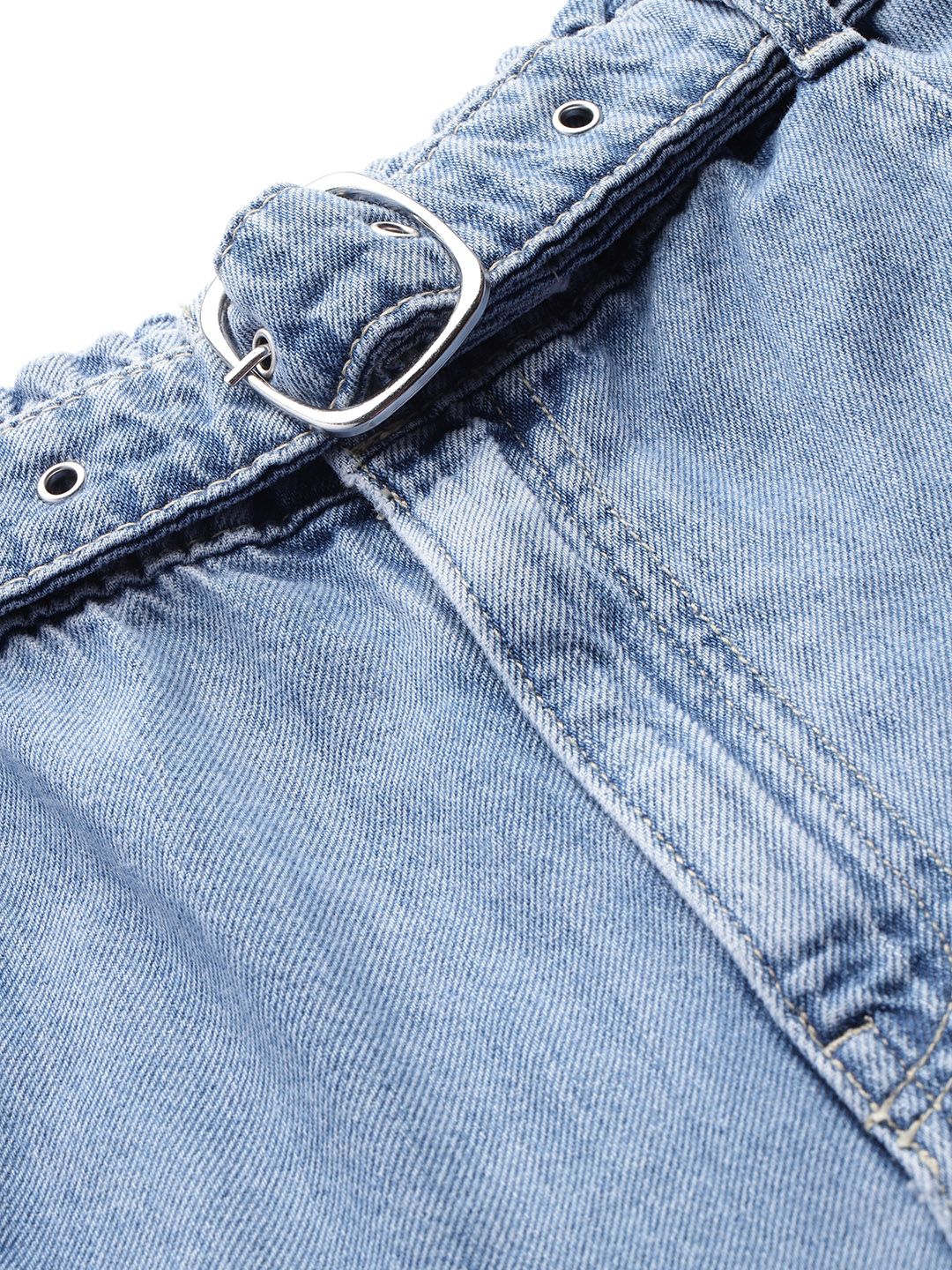 High-Rise Denim Shorts with Belt