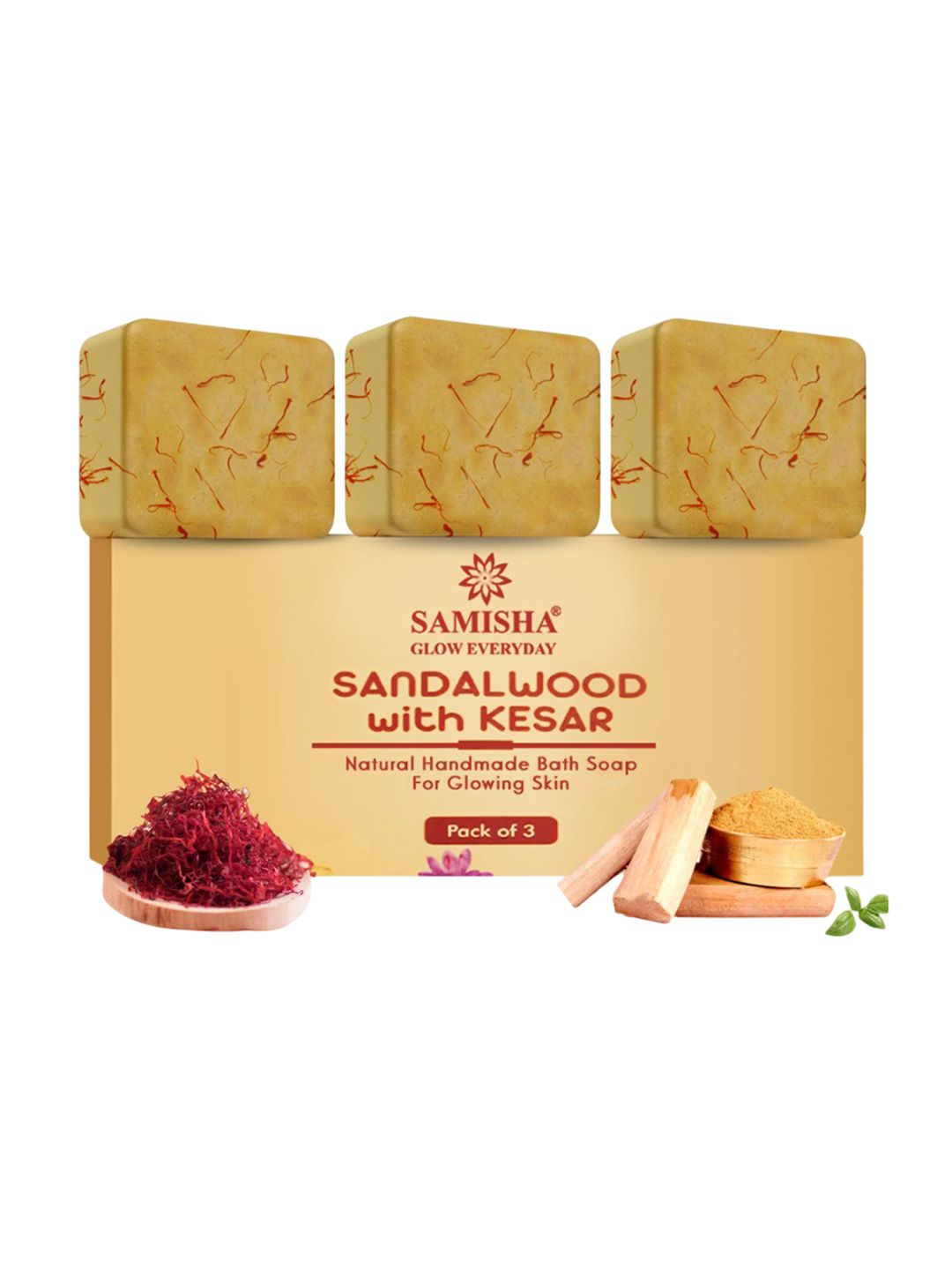 SAMISHA Cold Processed Sandalwood Butter Bath Soap For Skin Brightening- 300 g