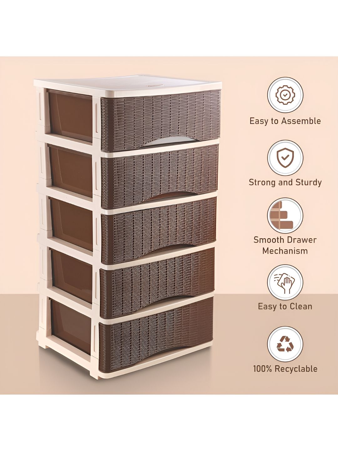 Buy Nayasa Cane Tuckins Brown 5-Drawer Storage Organizer