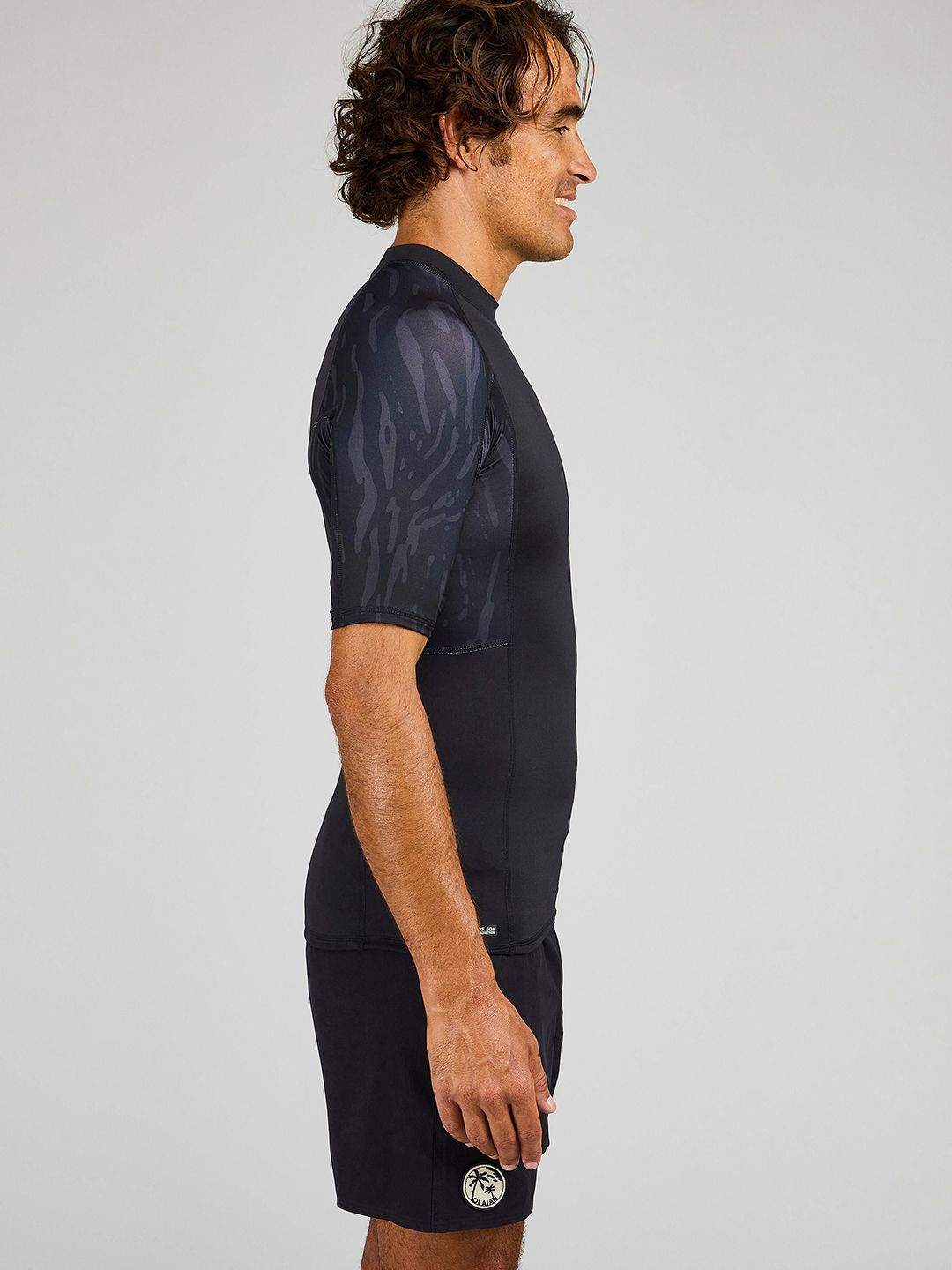 Decathlon Men Black UV-Protection Surfing T-Shirt