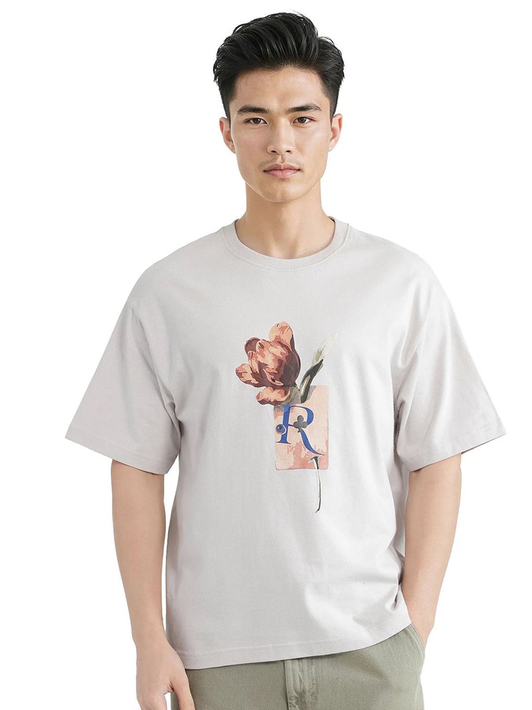 RARE RABBIT Men Graphic Printed Round Neck Cotton Oversized T-shirt deal from myntra RARE RABBIT Men Graphic Printed Round Neck Cotton Oversized T-shirt deal from myntra