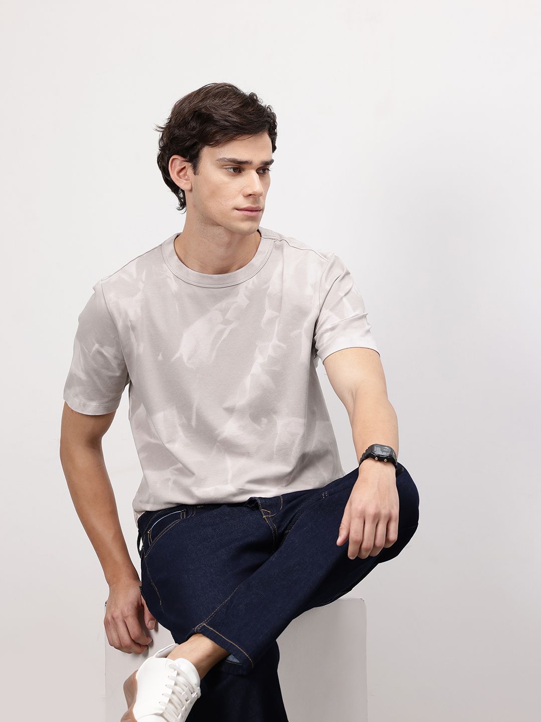 ether 365 Essentials Men Tie and Dye Round Neck Relaxed Fit T-shirt
