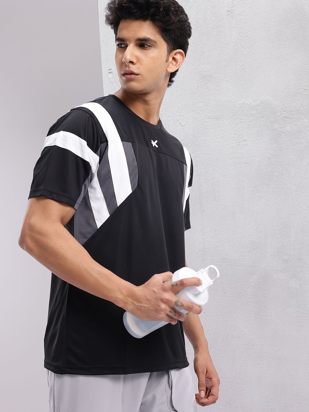 HRX by Hrithik Roshan Men Striped Rapid-Dry Running T-shirt