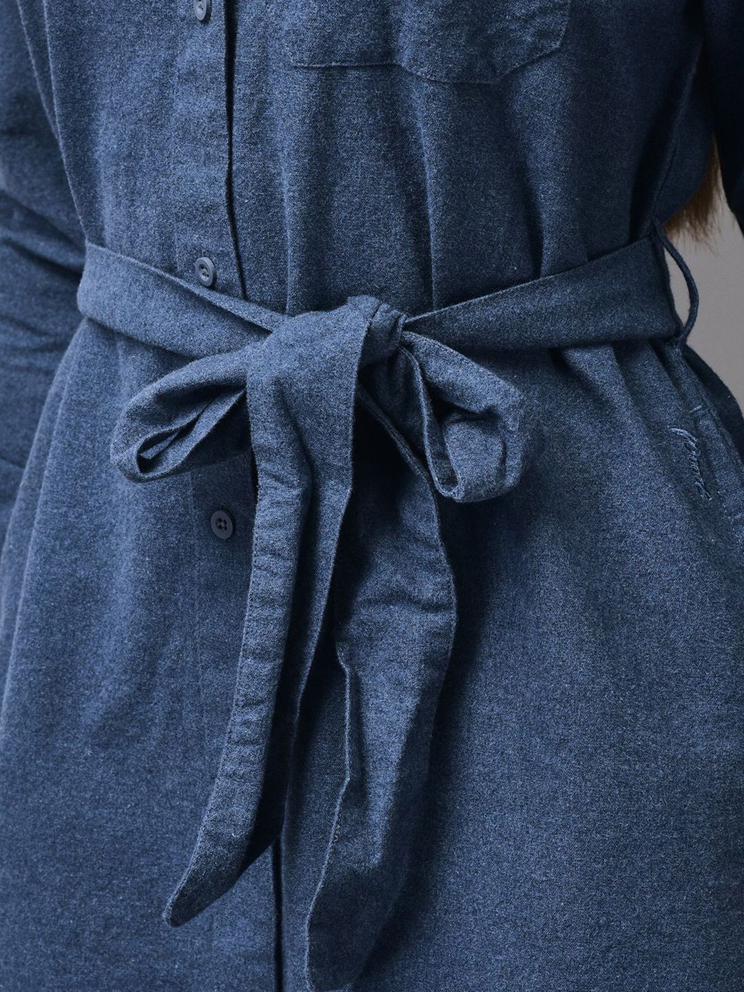 white christmas dresses Dark Wash Denim Pleated Mini Dress with Belt main image 0