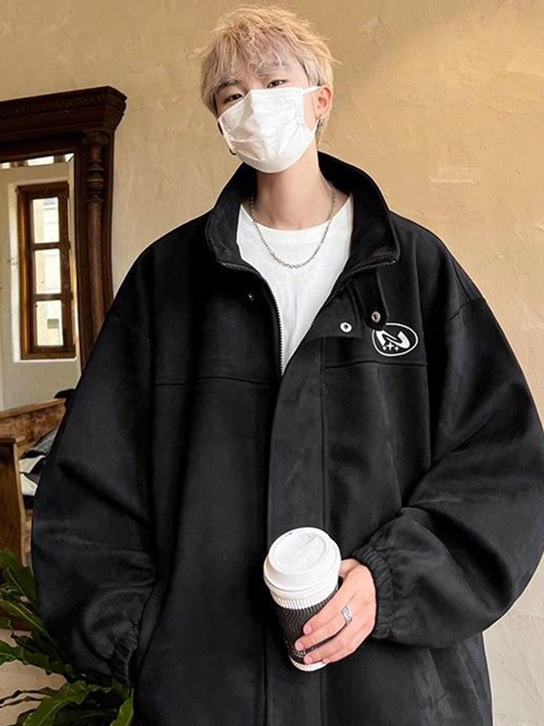 HERE&NOW Men Mock Collar Solid Casual Bomber Jacket