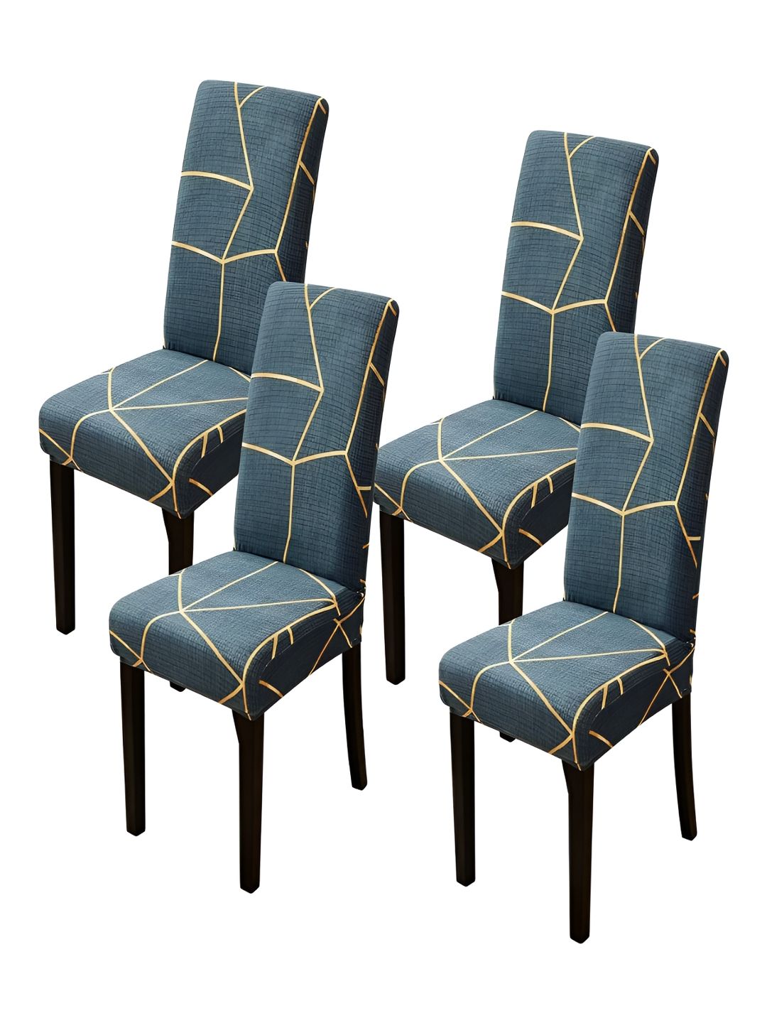 KriShyam Green & Yellow 4 Pieces Printed Chair Covers