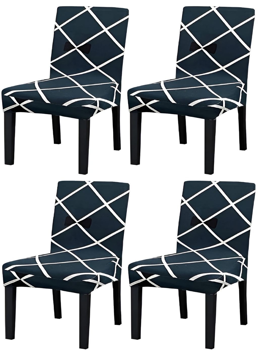 KriShyam Green & White 4 Pieces Printed Chair Covers