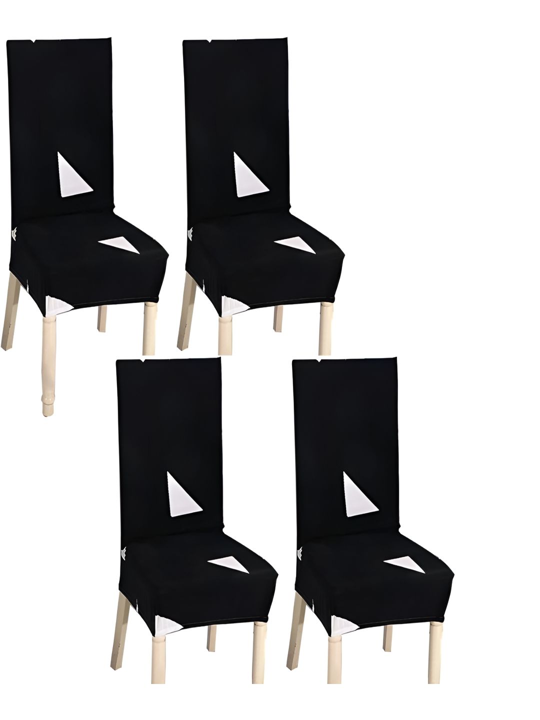 KriShyam Black & White 4 Pieces Printed Chair Covers