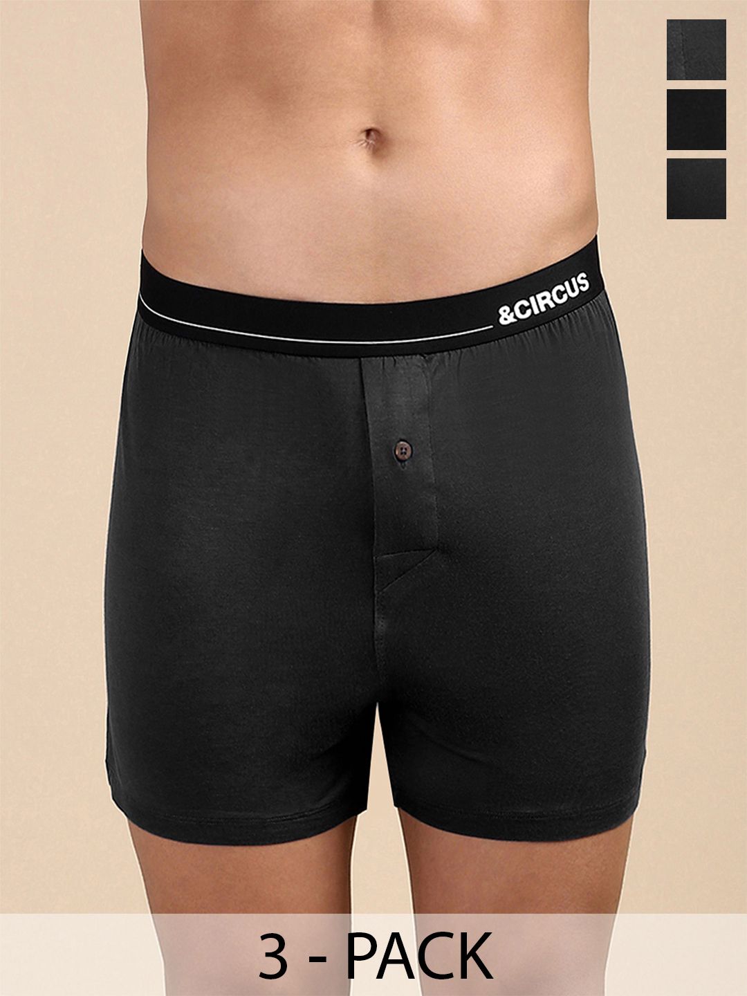 &CIRCUS Pack of 3 Solid Low-Rise Micro Modal Boxer